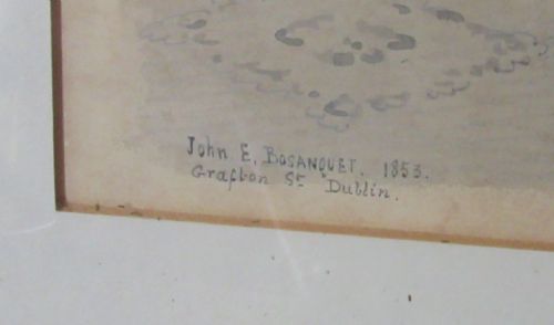 IRISH WATERCOLOUR SIGNED JOHN E BOSANQUET DUBLIN 1853 - ADDITIONAL PHOTO 2