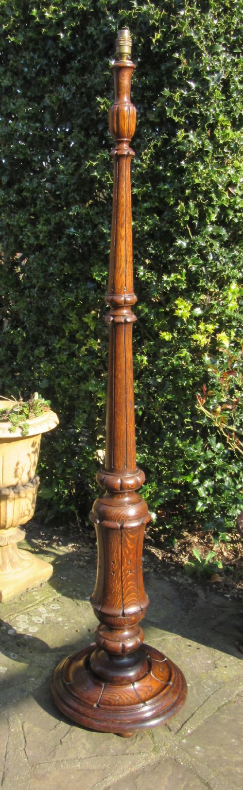 Good Antique Solid Oak Floor Lamp C1910