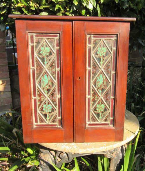 Victorian Stained Glass Hanging Cupboard C1880