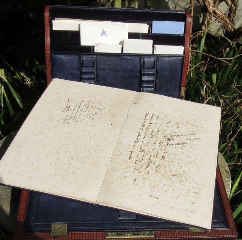 fig 2. FINE LEATHER WRITING BOX DATED 1869