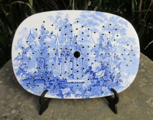 English Blue & White 'Gothic' Drainer C1850