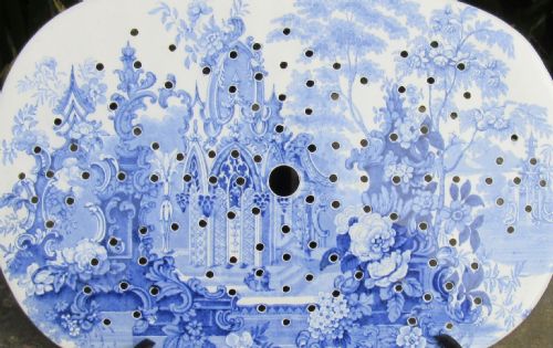 fig 1. ENGLISH BLUE & WHITE 'GOTHIC' DRAINER c1850