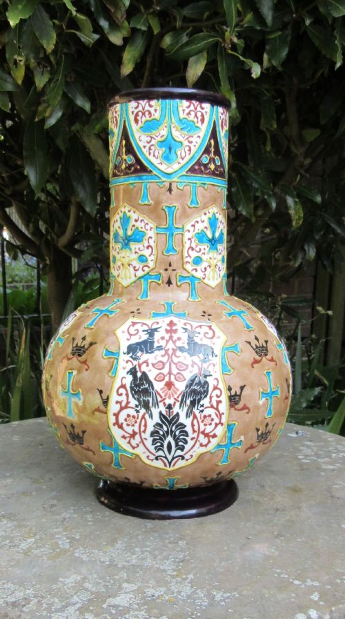 Large Jules Vieillard Enamelled Vase C1880