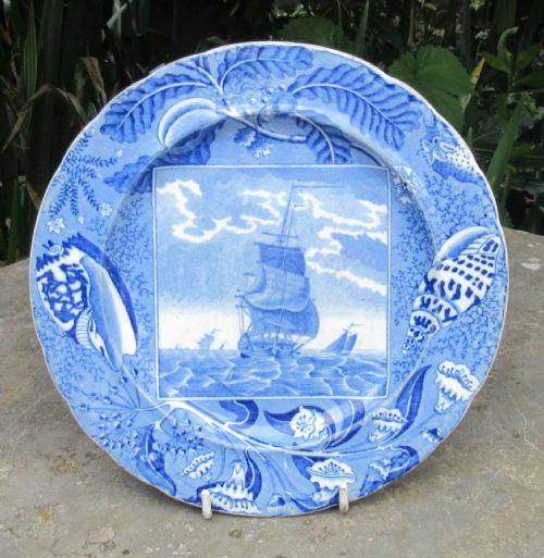 English Blue & White Shipping Series Plate C1810