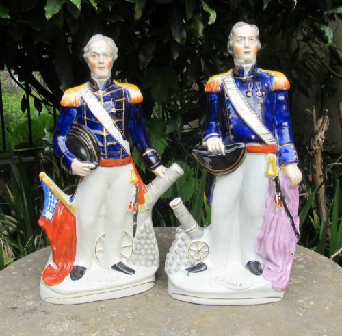 Pair Staffordshire Crimean War Figures Napier & Dundas C1860