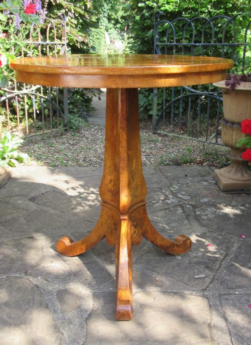 FINE INLAID BURR WALNUT TRIPOD LAMP TABLE C1840 - ADDITIONAL PHOTO 1