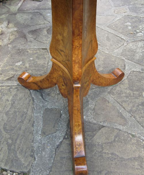 FINE INLAID BURR WALNUT TRIPOD LAMP TABLE C1840 - ADDITIONAL PHOTO 7
