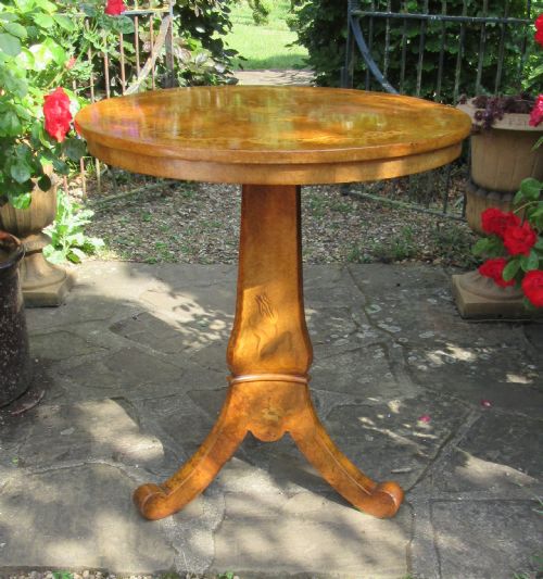 FINE INLAID BURR WALNUT TRIPOD LAMP TABLE C1840 - ADDITIONAL PHOTO 11