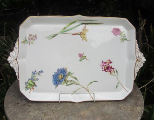 Large Staffordshire Floral China Tray C1900