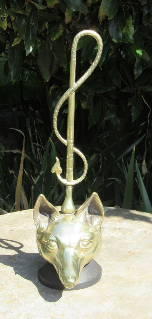 Peerage Brass Fox Head Weighted Door Stop C1920