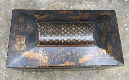 REGENCY CHINOISERIE DECORATED TEA CADDY C1830 - ADDITIONAL PHOTO 1