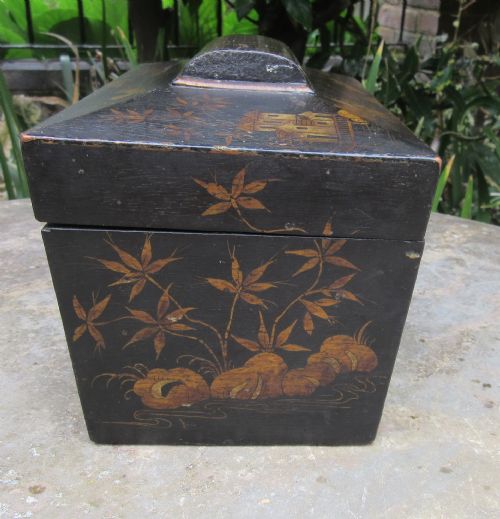 REGENCY CHINOISERIE DECORATED TEA CADDY C1830 - ADDITIONAL PHOTO 4