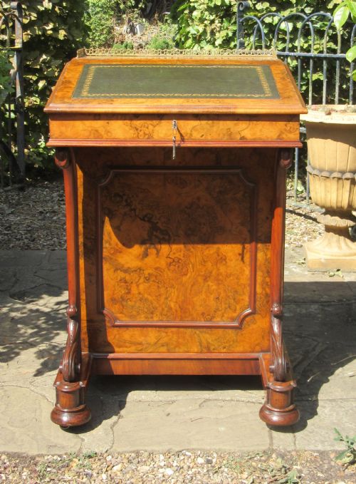 FINE QUALITY BURR WALNUT DAVENPORT C1860 - ADDITIONAL PHOTO 1