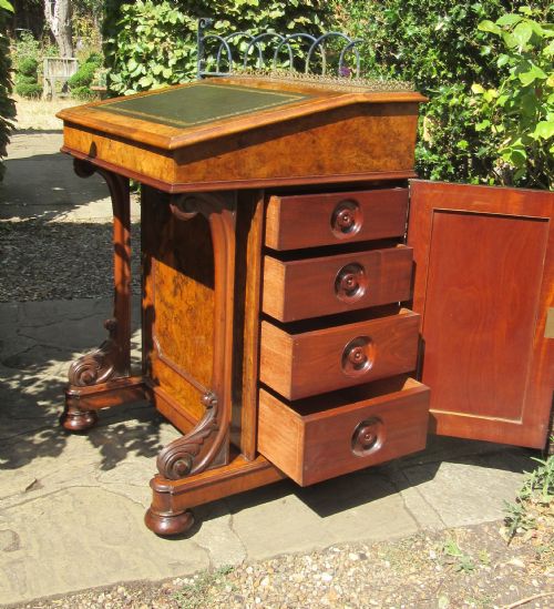 FINE QUALITY BURR WALNUT DAVENPORT C1860 - ADDITIONAL PHOTO 2