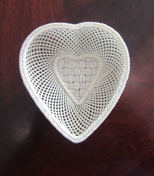 Belleek Porcelain 4 Strand Heart Basket