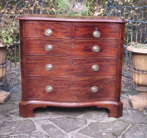 fig 1. SMALL GEORGE III MAHOGANY SERPENTINE CHEST OF DRAWERS