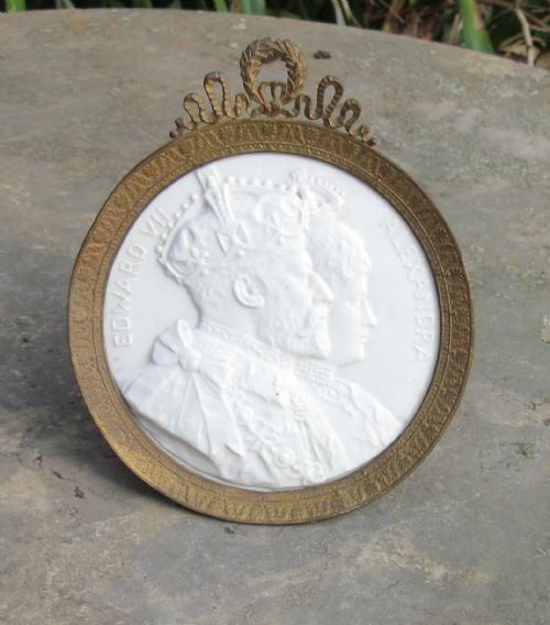 Sevres Biscuit Edward VII Coronation Plaque