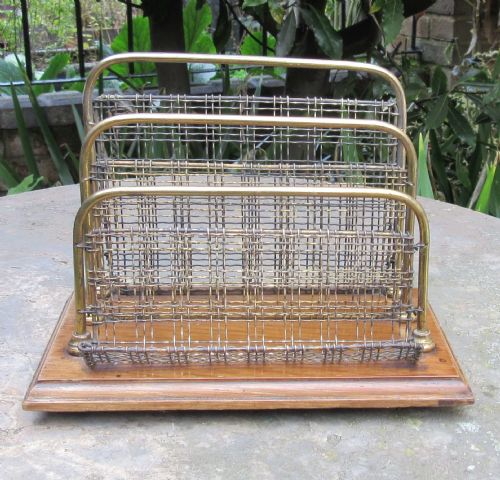 William Tonks Brass & Oak Letter Rack C1890