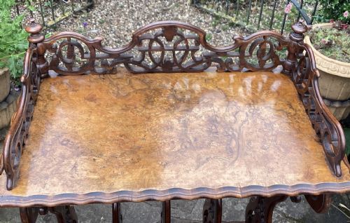 FINE 19TH CENTURY BURR WALNUT CANTERBURY - ADDITIONAL PHOTO 4