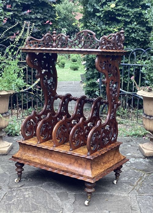 FINE 19TH CENTURY BURR WALNUT CANTERBURY - ADDITIONAL PHOTO 6
