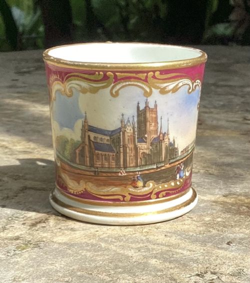 Miniature Chamberlain’s Worcester Cathedral Mug C1840