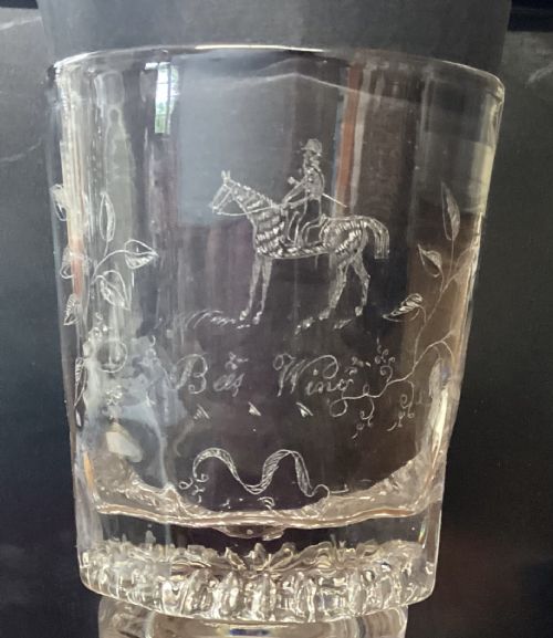 Naive Engraved Glass Bees Wing Racehorse C1840