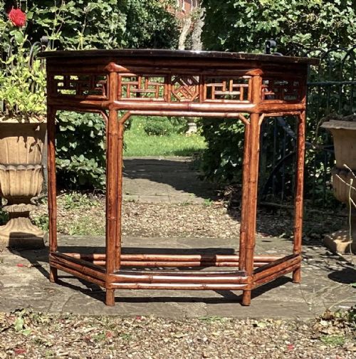 Oriental Half Moon Bamboo Console Table