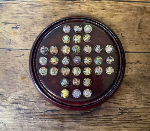 Victorian Glass Marbles with Solitaire Board