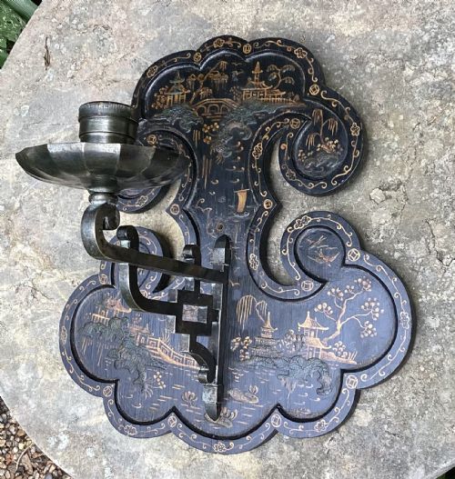 Chinoiserie Lacquered Wall Light Sconce C1910