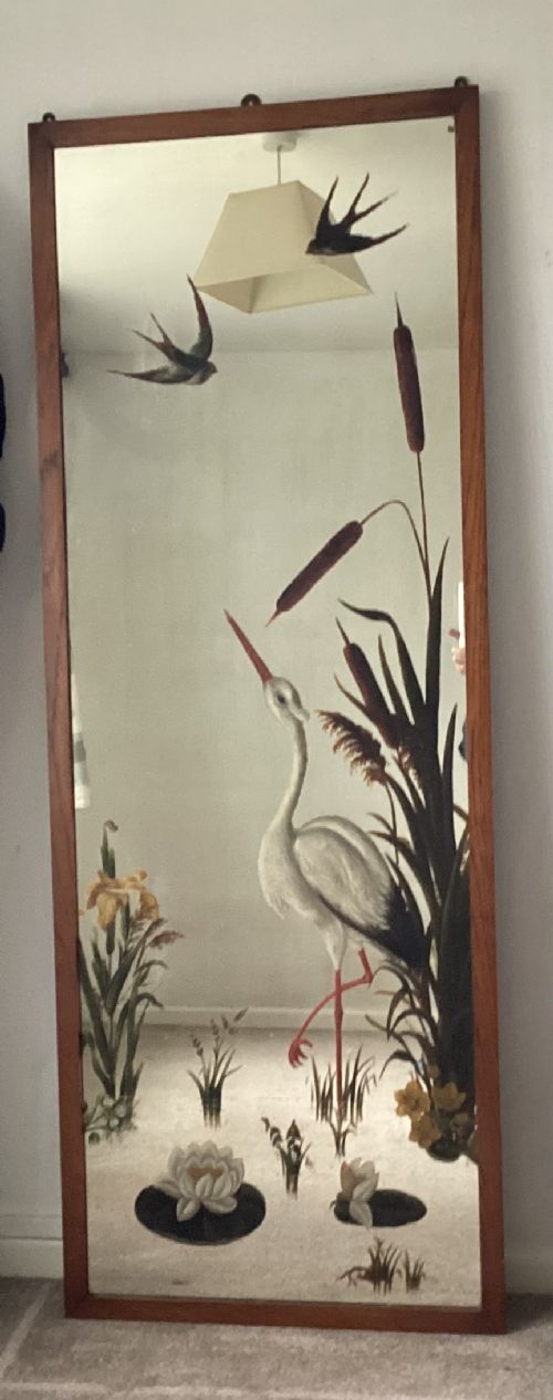 Aesthetic Movement Decorated Full Length Wall Mirror