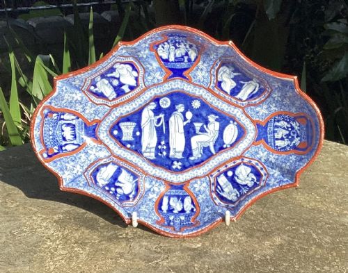 Early Spode Blue & White Greek Pattern Dish C1820