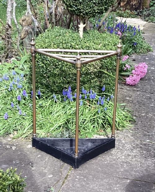 Unusual Brass Corner Stick Stand Umbrella Stand C1900