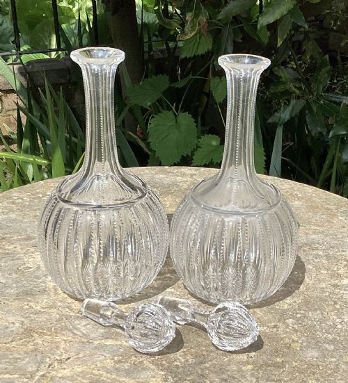 GOOD PAIR OF CUT GLASS DECANTERS C1870 - ADDITIONAL PHOTO 1
