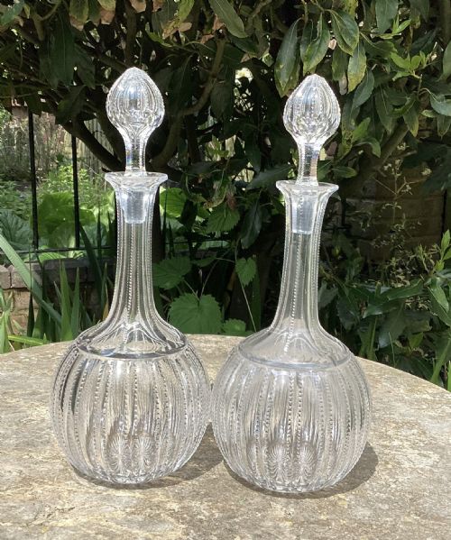 GOOD PAIR OF CUT GLASS DECANTERS C1870 - ADDITIONAL PHOTO 2