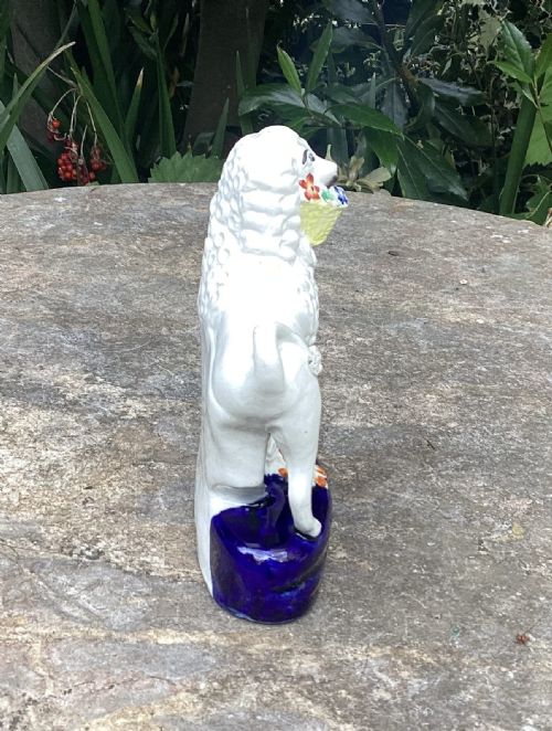 RARE STAFFORDSHIRE DOG WITH BASKET QUILL HOLDER C1860 - ADDITIONAL PHOTO 2