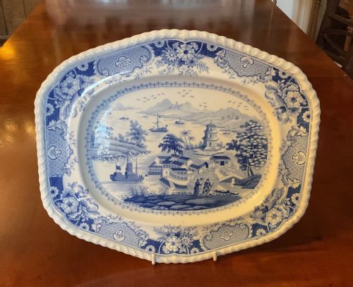 fig 3. GEORGIAN BLUE & WHITE RIDGWAY INDIA TEMPLE DINNER SERVICE c1820