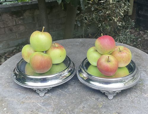 PAIR MIRRORED SILVER PLATED TABLE STANDS C1890 - ADDITIONAL PHOTO 1