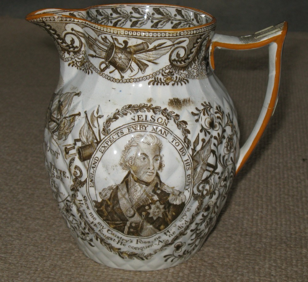 RARE ADMIRAL LORD NELSON QUILTED JUG circa 1820