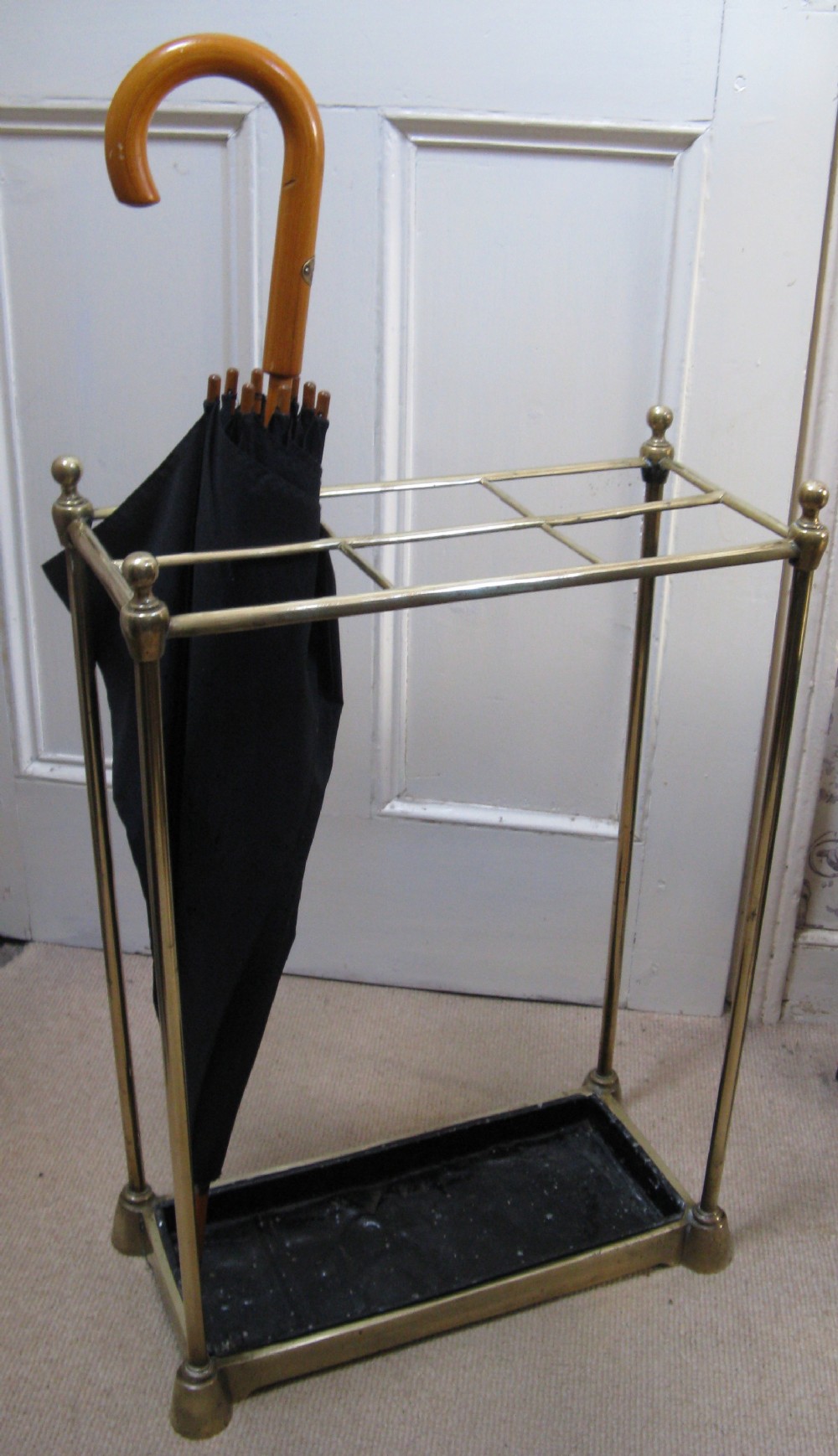 EDWARDIAN BRASS SIX SECTION STICK STAND circa 1910