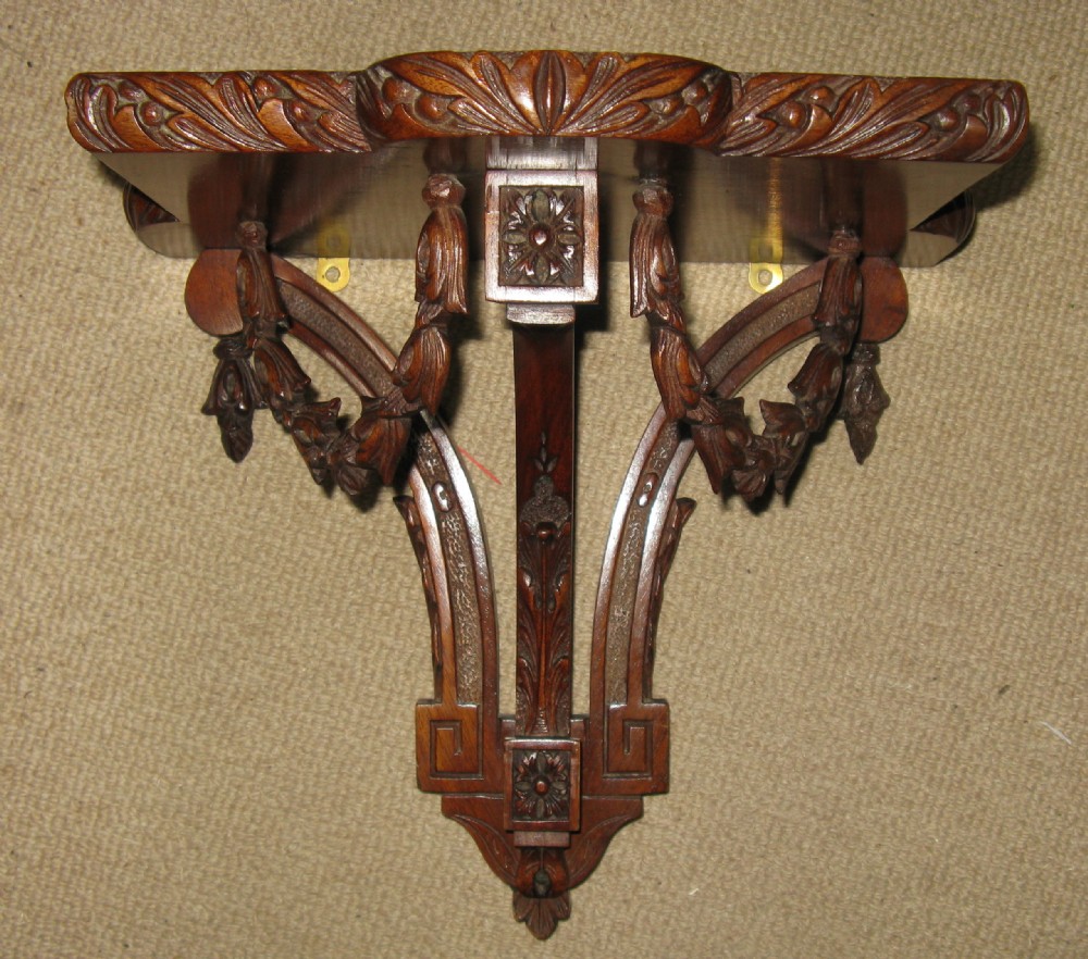 EDWARDIAN MAHOGANY WALL BRACKET WITH CARVED SWAGS circa 1910