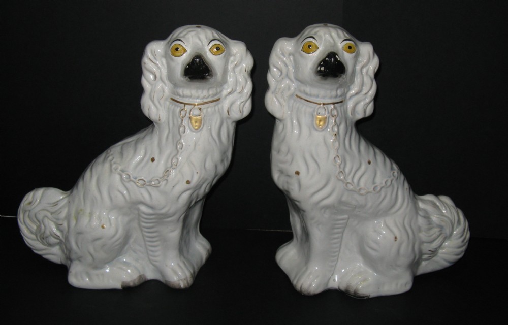 FINE PAIR OF STAFFORDSHIRE DOGS c1860