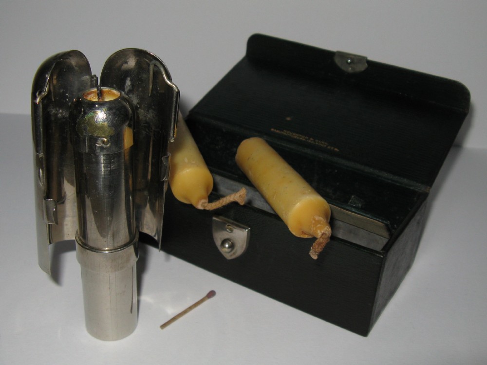 HOUGHTON & GUNN CAMPAIGN TRAVELLING CANDLE LAMP c1890