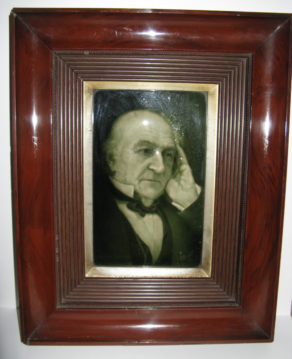 SHERWIN & COTTON EMAUX OMBRANTS TILE OF GLADSTONE 1898 - ORIGINAL FRAME