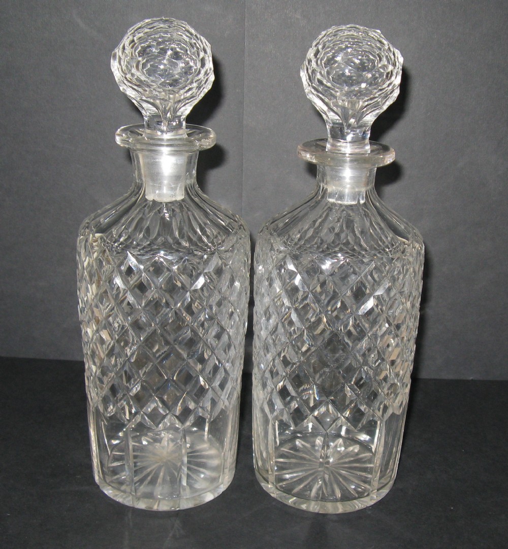 PAIR OF VICTORIAN CUT GLASS DECANTERS c1880
