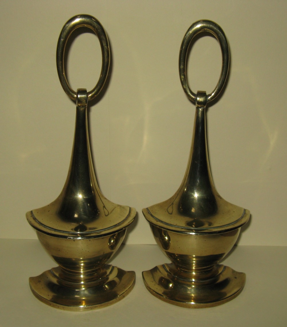 PAIR OF Wm TONKS & SONS WEIGHTED BRASS DOORSTOPS DESIGN REGISTERED 1887