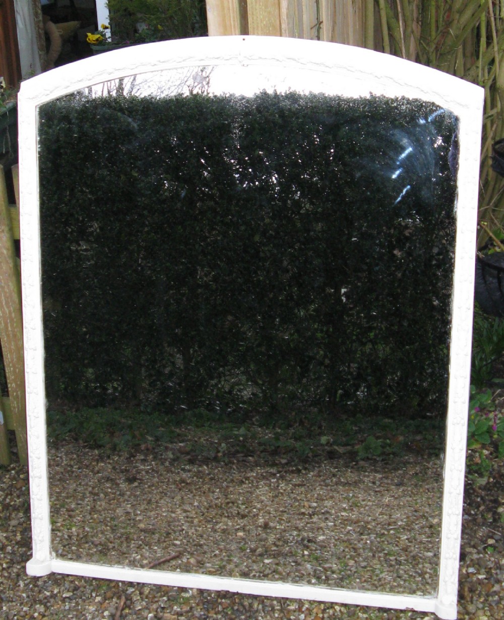 LARGE VICTORIAN WHITE PAINTED OVERMANTLE MIRROR - ACORN & OAK LEAF DETAIL c1880