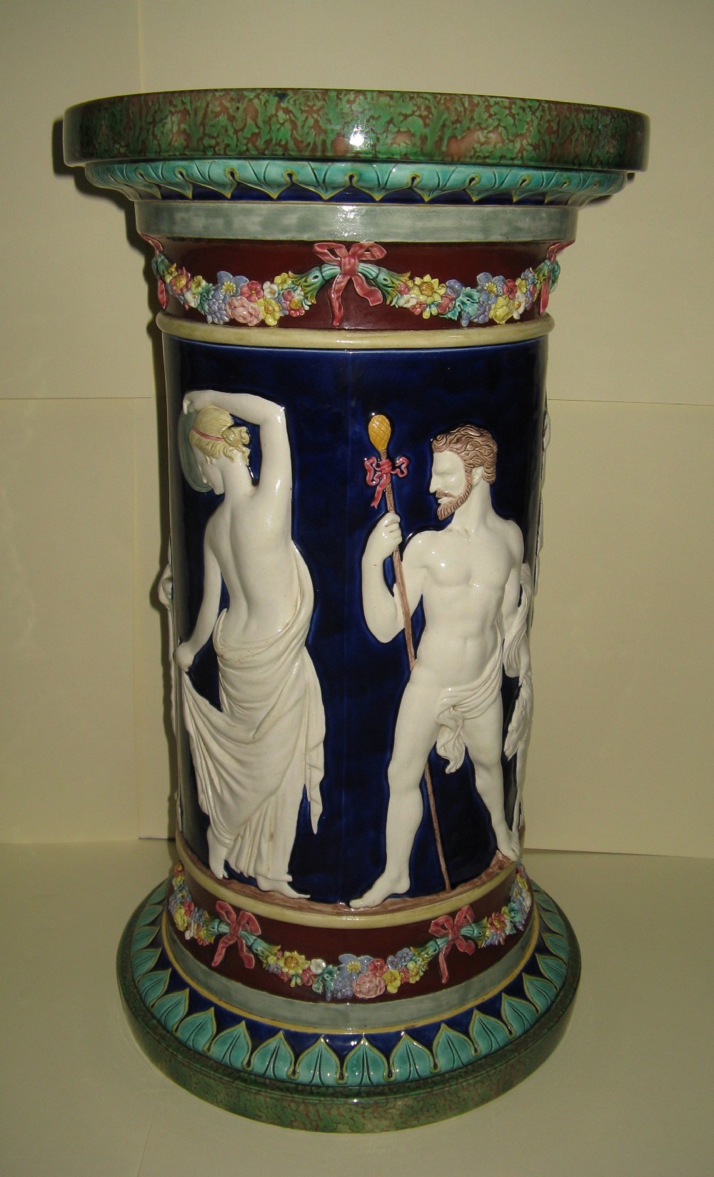 FINE COPELAND VICTORIAN MAJOLICA PEDESTAL 1880