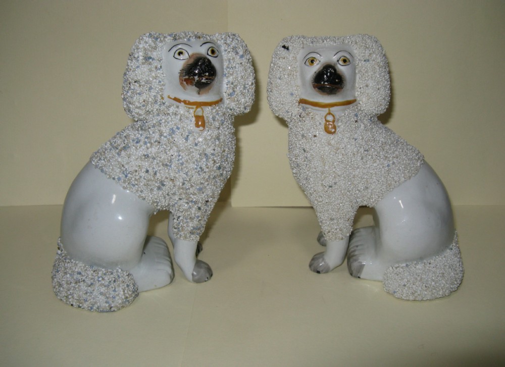 CHARMING PAIR OF STAFFORDSHIRE POODLES circa 1860