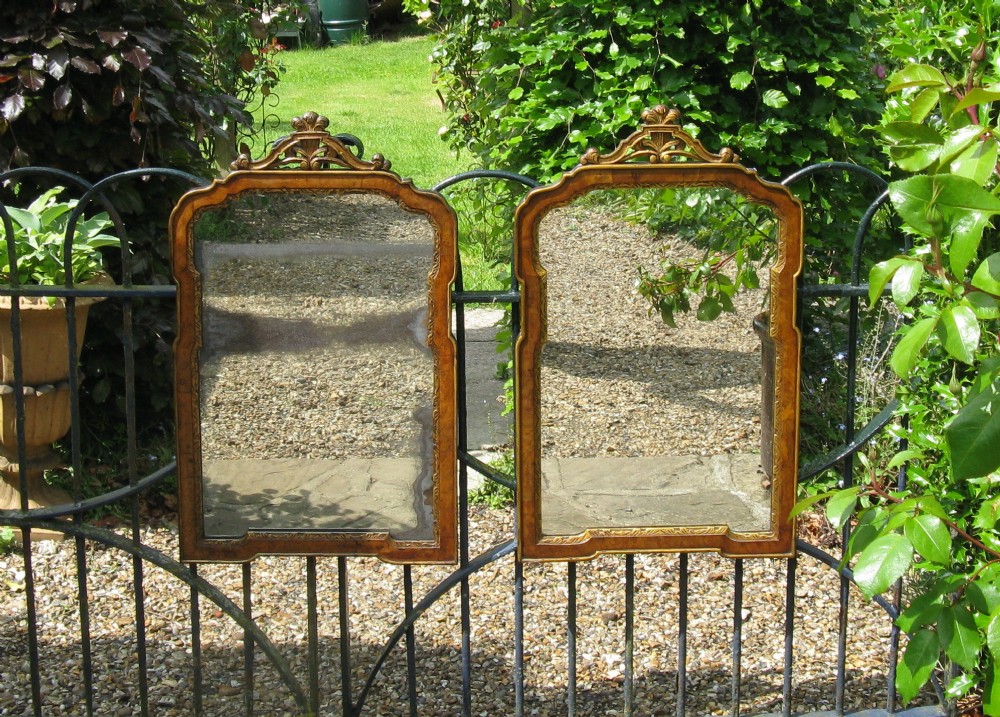 PAIR OF WALNUT & GILT MIRRORS circa 1920