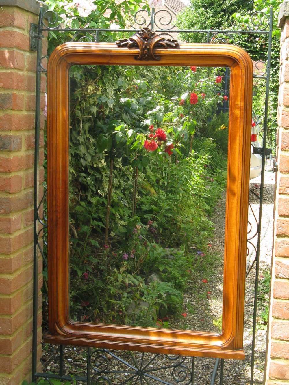 VICTORIAN WALNUT LONG PORTRAIT MIRROR c1860